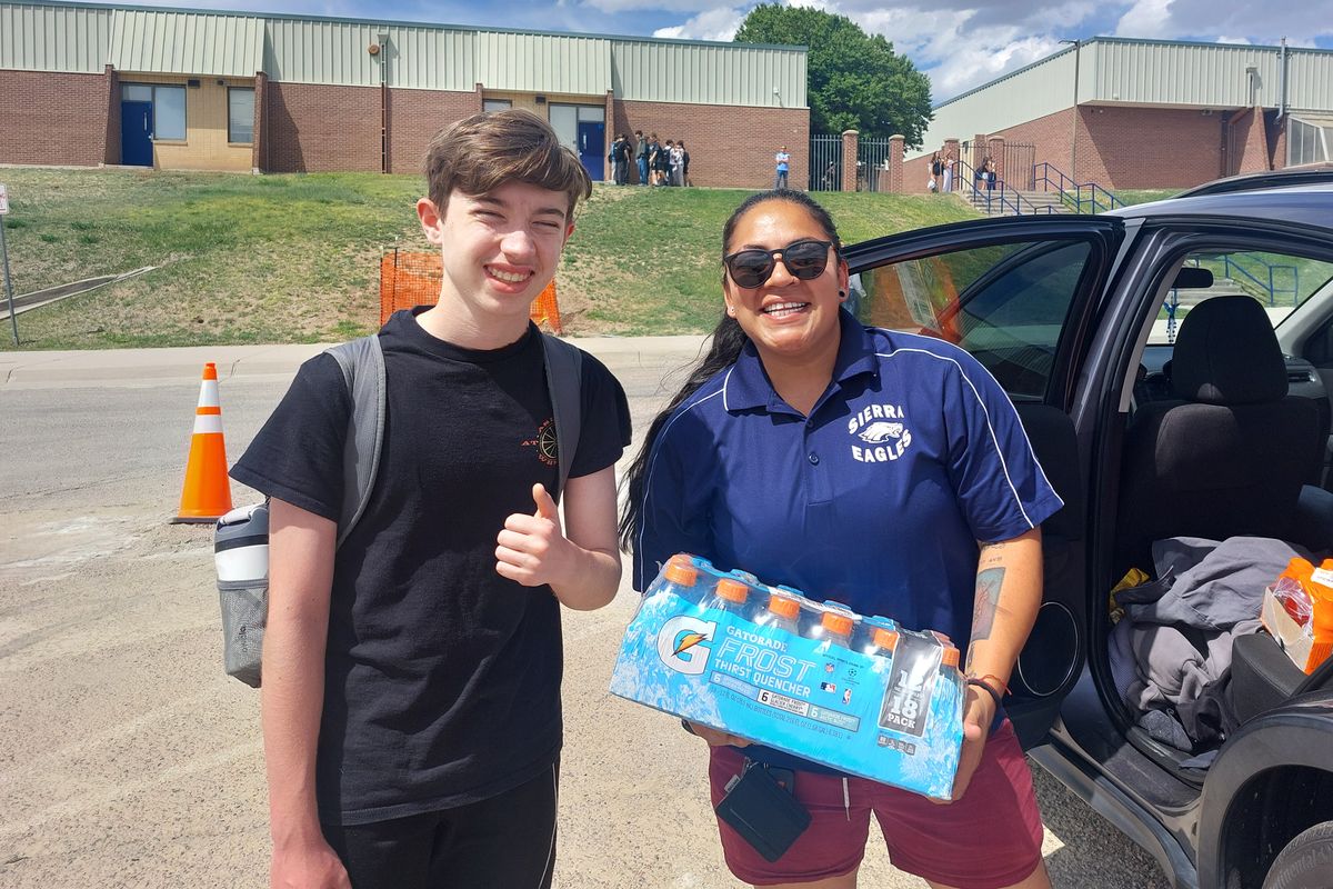 Ciaran with snacks and drinks purchased for his middle school track team